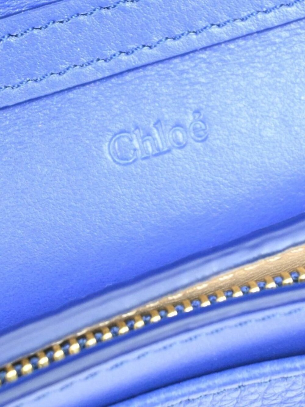 CHLOE Logo Aby Chain Shoulder Bifold Long Wallet Leather Blue GHW Spain 64MA495 - Picture 15 of 16